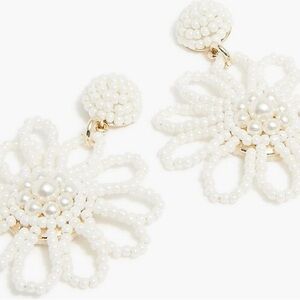 NWT J. Crew Beaded flower Earrings - white & pearl